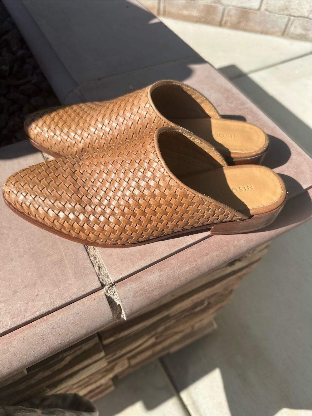 Nisolo Woven Slip-On Mules in Tan - Picture 4 of 6